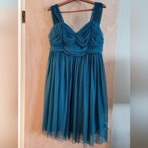 Torrid Retro Chic Size 2 Teal Dress Dot Mesh Midi Swing